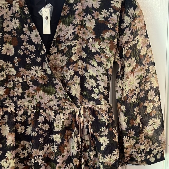 NWT Madewell | Drawstring Faux-Wrap Mini Dress in Daisy Reverie, Small, Boho - Picture 9 of 14